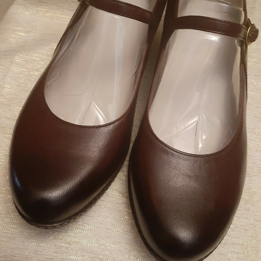 Dansko Brown Leather Mary Jane Wedge Shoes - Picture 7 of 7